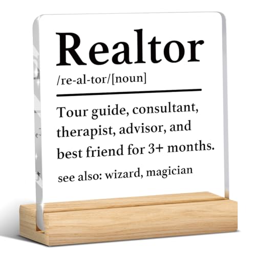 Realtor Gifts, Funny Realtor Gifts for Women, Real Estate Agent Gift, Realtors Office Desk Decor for Women, Realtor Definition Acrylic Sign Office Bedroom Shelf Table Decor 4x4 Inch