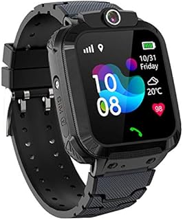 Kinder GPS Intelligente Uhr Wasserdicht, Smartwatch GPS Tracker mit Kinder SOS Handy Touchscreen Spiel Kamera Voice Chat Wecker für Jungen Mädchen Student Geschenk (S12 GPS Schwarz)