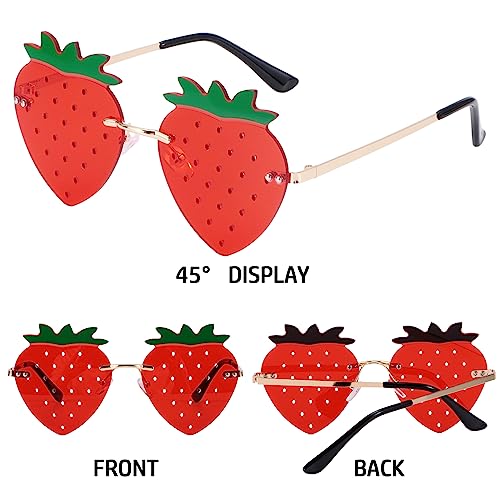 Strawberry Shape Sunglasses Retro Trendy Fun Sunglasses for Women Men Christmas Decorations Party Favor2