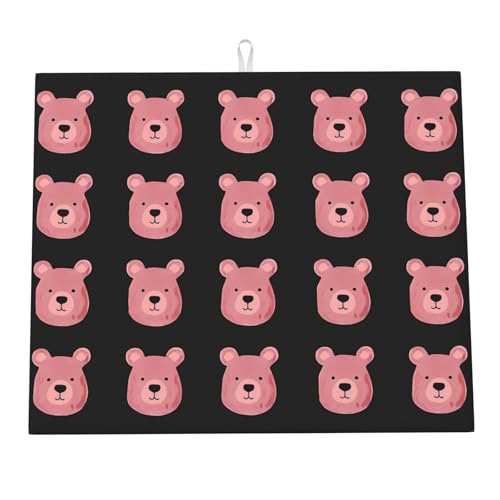 Tappetino Scolastoviglie Funny Pink Bear Tappetini Bancone Cucina Microfibra Tappetino Scolapiatti Per Bicchieri Cucine Stoviglie 46X61Cm