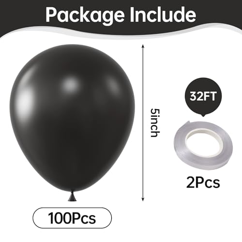 Image of Black Balloons,100 Pcs 5 Inch Mini Matte Latex Balloons for Balloon Garland Arch, Birthday Decoration, Wedding Party, Baby Shower Decorations