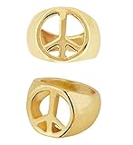 shoperama 60er Jahre Peace-Zeichen Goldring Hippie Flower Power Damen Herren Ring Gold Schmuck