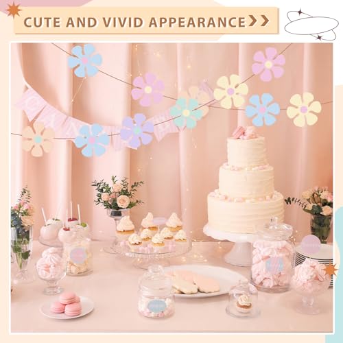 Image of Henoyso 60 Pcs Groovy Party Decorations Retro Flower Daisy Decor,4.33 Inch | vibrant retro colors, waterproof glossy paper, double-sided print, for party wall classroom DIY decor
