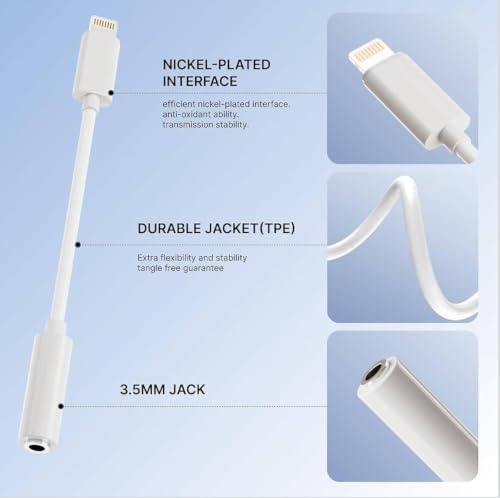 Image of Elebase Lightning to 3.5mm Headphone Adapter | AUX Audio Jack Converter Compatible for iPhone 14 /13 /12 /11 /X /8 | Hi-Fi Sound Quality | Durable Metal Design | iOS Compatible, Warranty