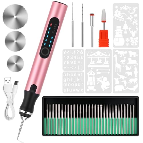 Electric Engraving Pen with 37 Bits, USB Rechargeable Cordless Et...