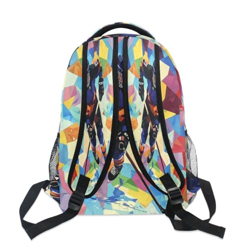 ALAZA Ice Hockey Player Abstract Backpack Daypack School Bag Travel Shoulder Bag for Students Boys Girls4