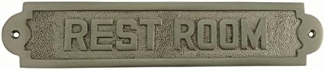 Adonai Hardware Large Rest Room Brass Door Sign -Antique Copper