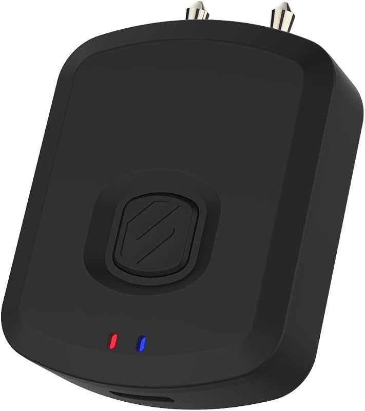 FlyTunes Airplane Bluetooth Transmitter with Dual & Single AUX for In-Flight Entertainment, TVs & Gym, Wireless Audio Adapter for AirPods, Connects 2 Bluetooth Headphones with 8Hr Battery Life