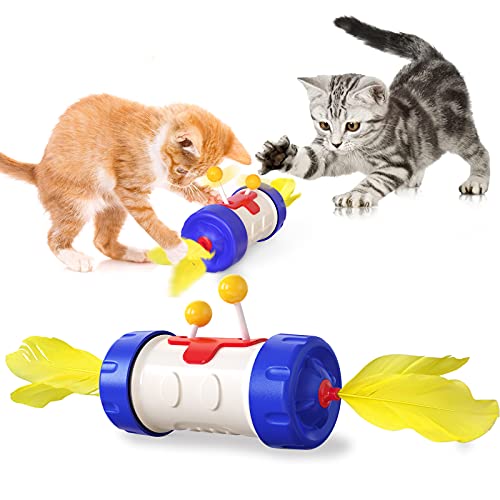 Interaktives Katzenspielzeug Katzen Spielzeug 3-In-1 Rollendes Pädagogisches Feder-/Ballspielzeug zum Trainieren und Jagen Für Katzen Ausübung Ausbildung Für Innen Draussen Als Kätzchen Geschenke Cover