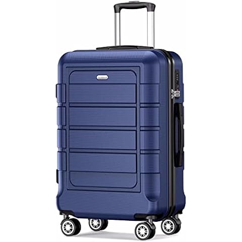 SHOWKOO Luggage PC+ABS Durable Expandable Hardside Suitcase with Double Spinner Wheels TSA Lock,24-Inch, Blue, Wine Red, Luggage Pc+abs Durable Hardside Suitcase With Spinner Wheels Tsa Lock Cover
