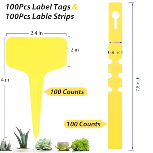 Image of HASTHIP 200 Pcs Plant Label, Writable PVC Yellow Plant Label Tags Plant Markers, Multipurpose Planter Tags, Seedling Tags, Identification Markers