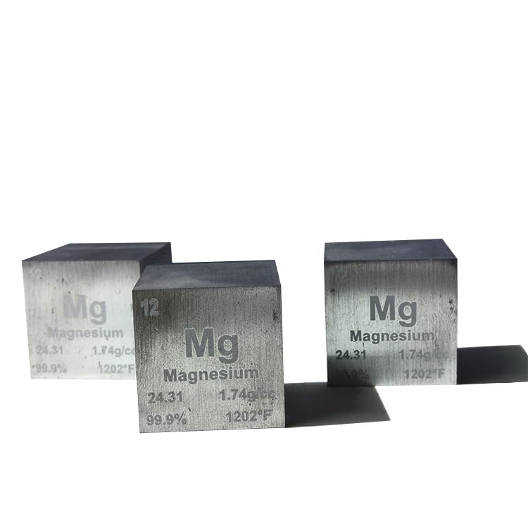Magnesium Metal Cube for Scientific Research and Education, Magnesium Block for Metal Processing, Specification 1inch