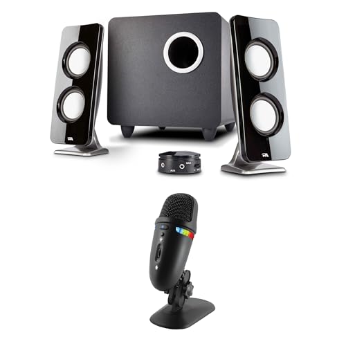 Image of Cyber Acoustics CA-3610 2.1 Multimedia Speaker System with Subwoofer and Premium USB Microphone with Dual Recording Patterns, Great for Gaming