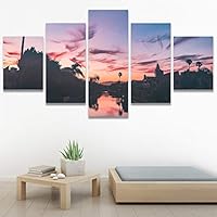 SIGNWIN 5 Panel Canvas Wall Art Palm Tree for Home Decorations Ready to Hang - 60