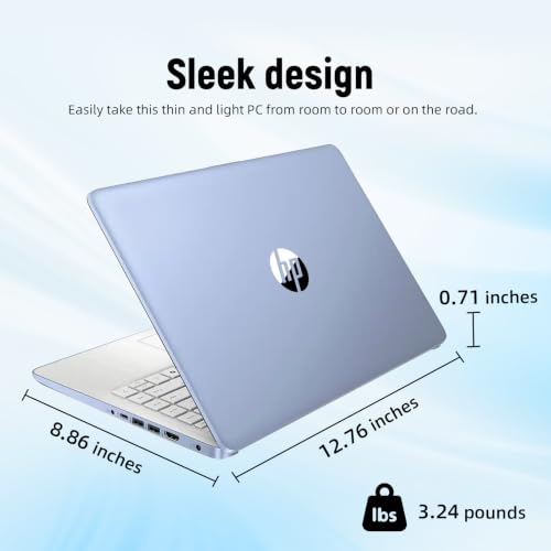 Image of HP 14 inch HD Student Business Laptop, Intel N150, 4GB RAM, 192GB Storage | (128GB UFS + 64GB SD Card), 1 Year Office 365, 720p Webcam, Slim Design, Copilot AI, WiFi 6, Win 11, Sky Blue