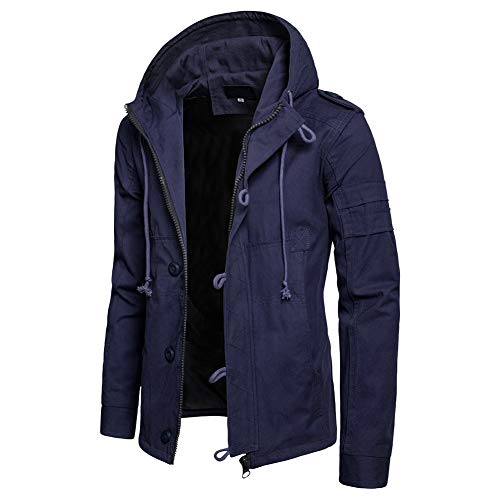 FEDTOSING Men's Casual Bomber Jacket Fall Fashion Windbreaker Jacket Coat Outdoor Military Jacket (Blue 3XL)