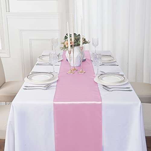 flohar 24Pack Table Runner 12 x 108 Inches Satin Silk Table Runner for Wedding, Birthday Party, Banquets, Graduations Decoration, fit Rectange and Round Table-Pink by flohar - Image 7