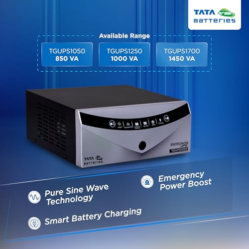 Image of Tata Green Inverter & Battery Combo (Switch ON Pure Sine Wave 850VA /12V Inverter INTT180072 150AH Tall Tubular Inverter Battery) for Home and Office