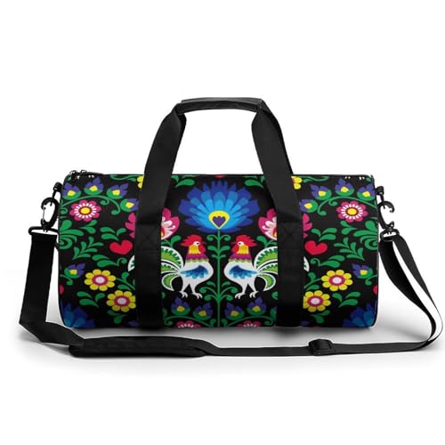 Sac de sport gym coq floral sac de voyage duffel bag