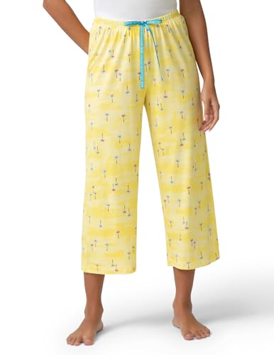 Image of HUE Women's Summer Vacation Pajama Separates, Soft, Whimsical Print Pjs with Tropical Beach Themes, Flip Flops, Cocktails