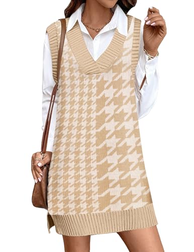 Womens Knit Vest Sweater Dress by Zeagoo