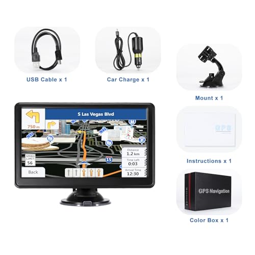 Image of Car Truck GPS Navigation 7 inch inch Touch Screen Navigator 256MB 16GB, 2024 Map, Black