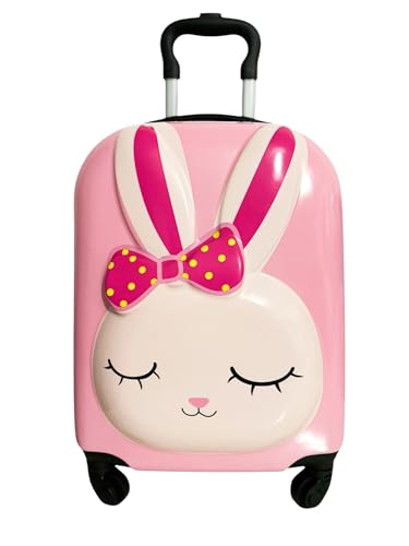 Quana Kinderkoffer, Kindergepäck, Kindertrolly, Hartschalenkoffer für Kinder, Reisekoffer mit Teleskopgriff, Kids Trolley (Hase)