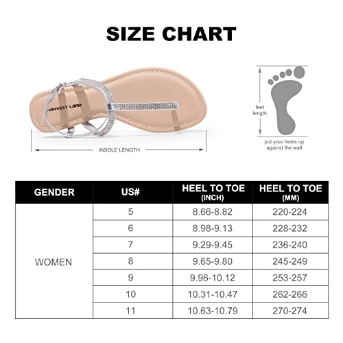 Puboom Women's Sandals T Strap With Rhinestone Sparkly Dress Shoes Ankle Strap Gladiator Fashion Flat For Summer Wedding Silver Us10 #TOP6
