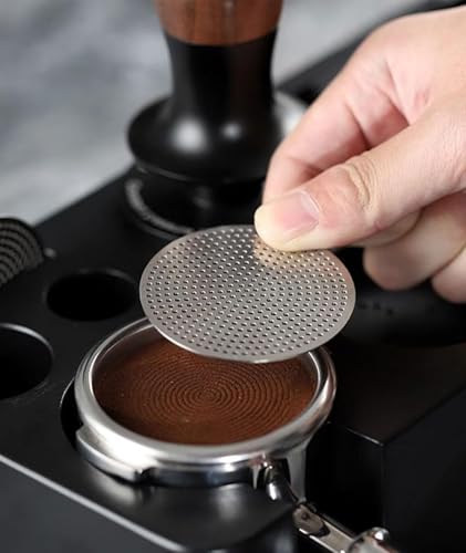 Image of Coffee Accessories Set, 51mm Portafilter Powder Ring, Coffee Stirrer, Espresso Machine Accessories, Coffee Distributor, Cafe Coffee Kit, Silver and Ebony Wood