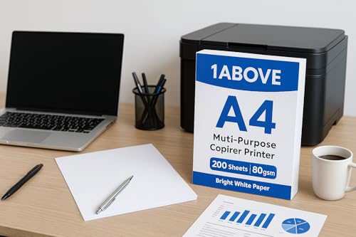 Image of 1ABOVE A4 Multi-Purpose Copier and Printer Paper 200 Sheets, 80gsm Bright White Paper Size 297mm x 210mm (1)