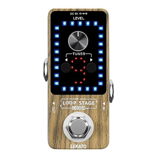 LEKATO Looper Guitar Pedal Guitar Loop Pedal Tuner Pedal 9 Loops 40 Minutes Record Time Unlimited Overdubs for Electric Guitar Bass (Grain)