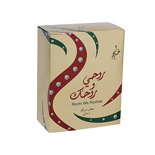 KHADLAJ PERFUMES - Roohi Wa Roohak | skoncentrowany olejek zapachowy | nuty orientalne i drzewne | długo utrzymujący się | unisex, 35 ml, neutralny