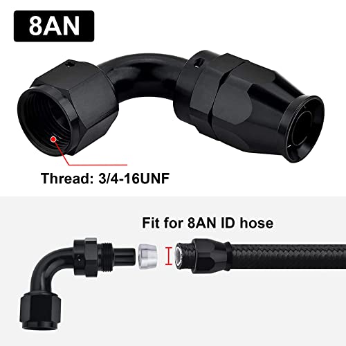 Image of EVIL ENERGY 8AN PTFE Hose End Fitting 90 Degree Black for PTFE Hose Only 4PCS