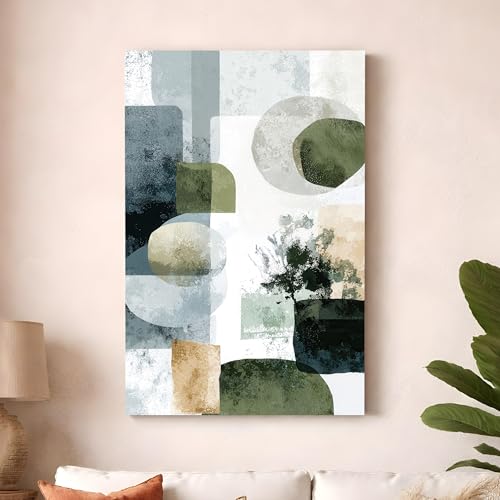 Image of Abstract Landscape Stretched Canvas Painting For Living Room | Malticolor Harmony Stretched Canvas Wall Art For Livingroom Home Decor, Bedroom, Hallway's, Office, Hotel - 56x86 cm