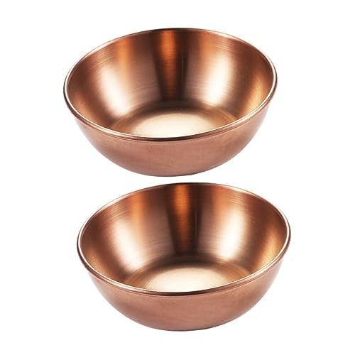 NAMOARLY 2pcs Seasoning Dish Spices Food Tray Miniature Spice Dish Dipping Sauce Bowls Pinch Prep Soy Sauce Seasoning Bowl Appetizer Serving Tray Appetizer Plates Golden Stainless Steel