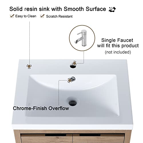 Malwee 24" Floating Bathroom Vanity With Sink, 24 Inch Single Sink Wall Mounted Bathroom Vanity With 2 Doors, White Resin Basin Sink Top (Imo-009, 009-24''W X 18''D) #TOP2