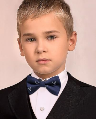 Image of HISDERN Bow Ties for Boys Pre Tied Toddler Bow Tie Adjustable Kids Bowties Clip On Fun Patterned Bowties for Wedding Party