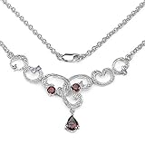  Schmuck-Schmidt-Elegantes Collier/Kette mit Granat/Tansanit-Silber-Rhodiniert