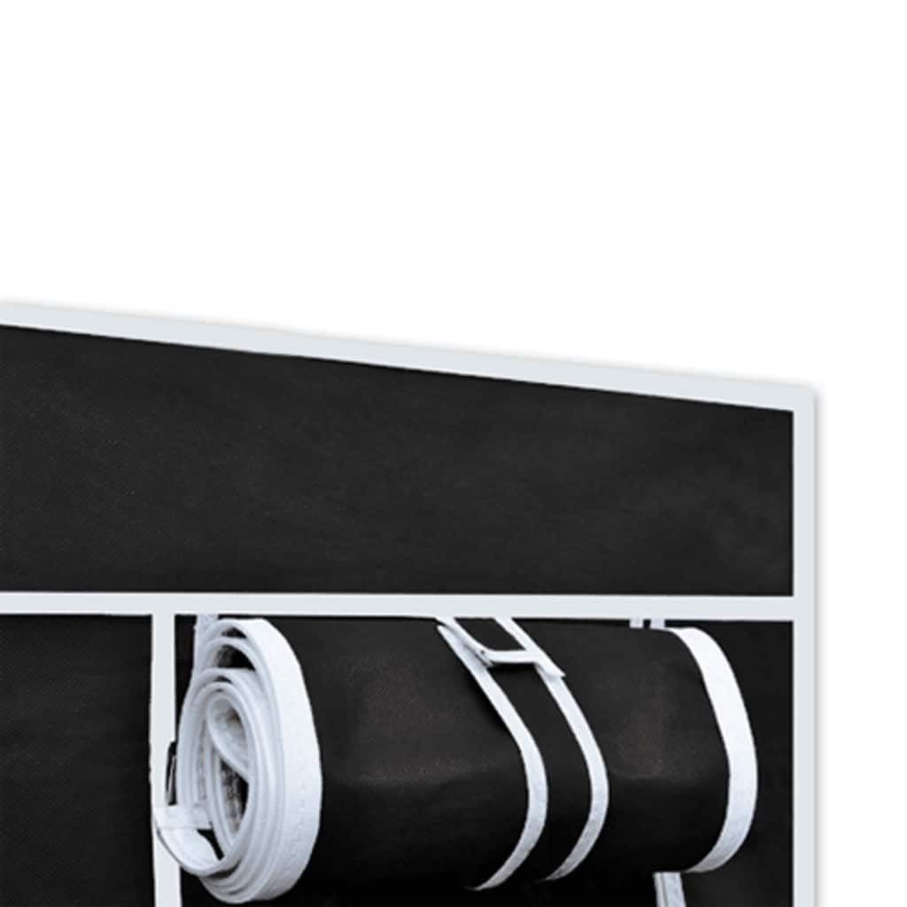 Fengshui Szafka składana, czarna, 110 x 45 x 175 cm | Pokrowiec z włókniny, stalowa rama, zwijane drzwi z zamknięciem, oszczędność miejsca, do piwnicy lub kempingu