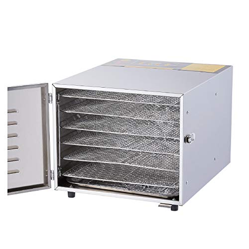 CO-Z Deshidratador de Alimentos 600W Deshidratador de Frutas y Verduras 6 Pisos Secadora de Alimentos 12 Horas Deshidratador de Carne Acero Inoxidable