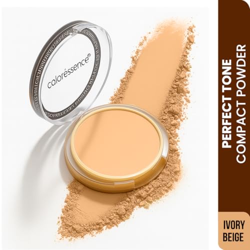 Image of Coloressence Matte Compact Powder for Women Setting Base with Free Applicator Puff, Ivory Beige, 10gm | All Skin Types | Lightweight | Oil Control | Waterproof | Perfect Tone