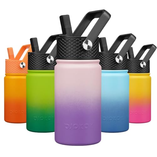 Image of BJPKPK Insulated Water Bottle, 15oz Stainless Steel with Straw Lid