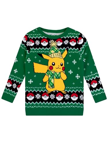Pokemon Jersey de Navidad de Pikachu para niños Verde 7-8 años