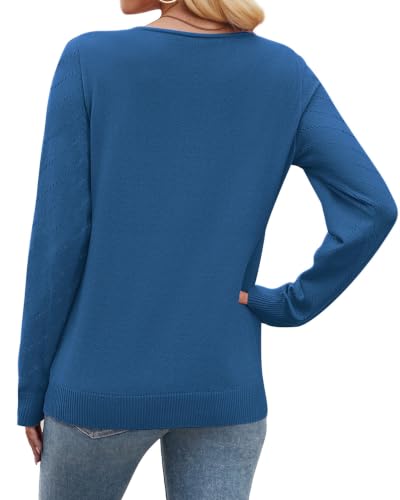 Image of WIHOLL Sweaters for Women V Neck Casual Knit Long Sleeve Tops Lightweight Pullover Clothes Fall Fashion Outfits 2026