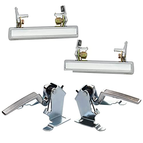 TRQ Inside Interior Outside Exterior Chrome Metal Door Handle Kit Set 4pc