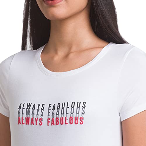 Image of Spykar Olive Green Cotton Blend Three-Fourth Sleeve Printed Casual T-Shirt for Women