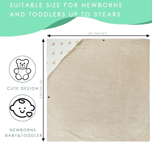 Image of Organic Cotton Baby Bath Towel with Ultra Soft Muslin and Absorbent Flannel Lining Hooded Baby Towel, Breathable, and Perfect for Boys and Girls, (30x30 inches, Rainbow Pattern)