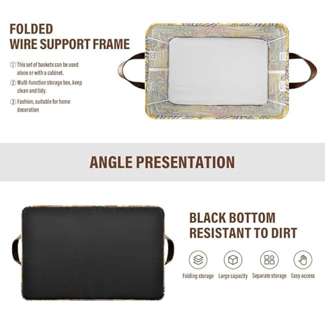 susiyo Cannabis Leaf Storage Bin Fabric Storage Basket for Organizing Shelves Closets Collapsible Storage Basket Organizing Basket Bin Decorative Baskets with Metal Frame