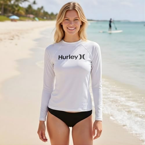 Image of Hurley Rash Guard for Women, Womens Rash Guard Long Sleeve Shirts, Rashguard Swim Shirt Women UPF 50+ SPF & UV Protection