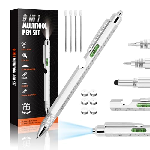 Cool Pen Gifts for Men, 9-in-1 Multi Tool Tech Pen